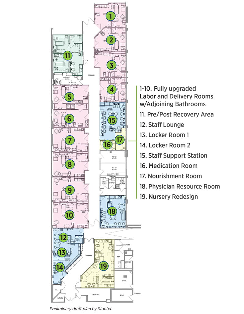 Lankenau Medical Center Labor and Delivery unit floor plan