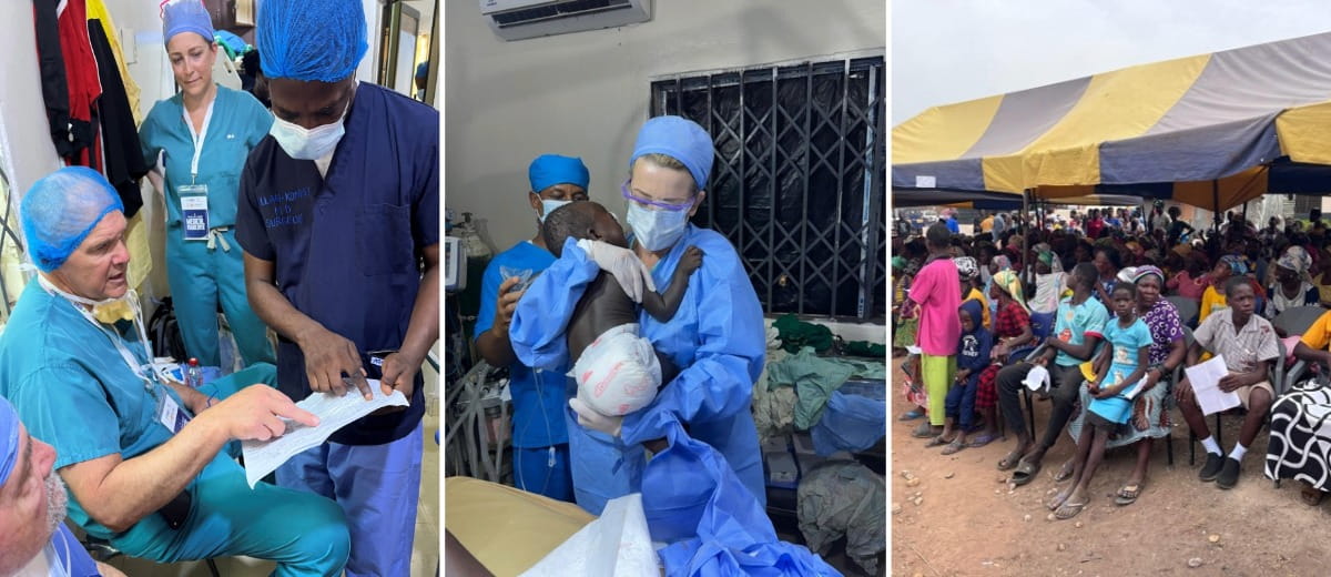 A collage of three photos from past trips to Ghana