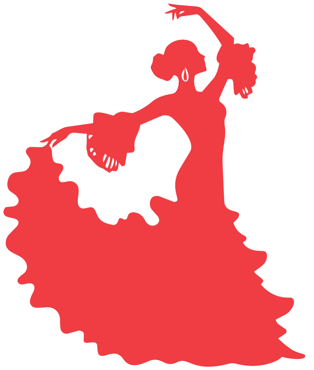 Red silhouette of a latin dancer