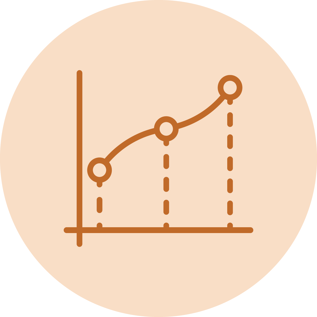 Chart icon with light orange background